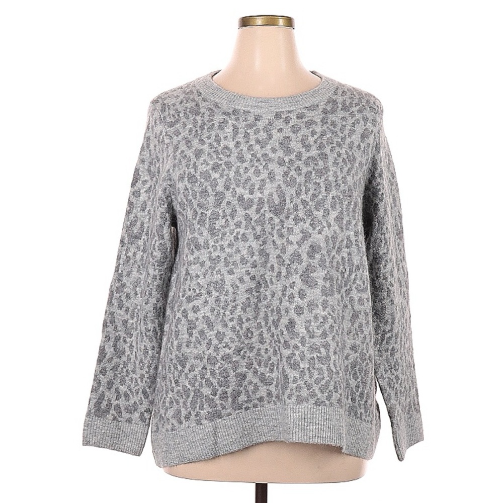 Grey Leopard Pullover Sweater